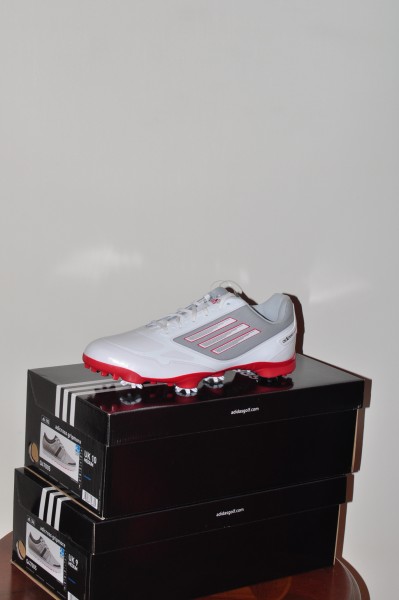 Adizero one, golf schuhe weiss, rote Sohle, Spikes weiss-rot, Waterproof 2 Jahre Garantie